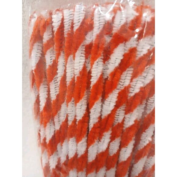 100 Pc Pipe Cleaners 12 inch CANDY CANE Red White Chenille Art Crafts Christmas - Picture 1 of 6